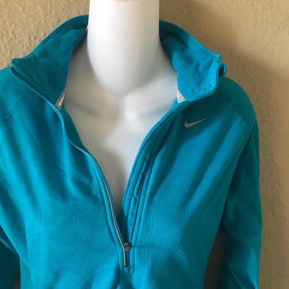 Nike Running Dri Fit Teal Blue Long Sleeve 3/4 ZIP - Picture 2 of 7